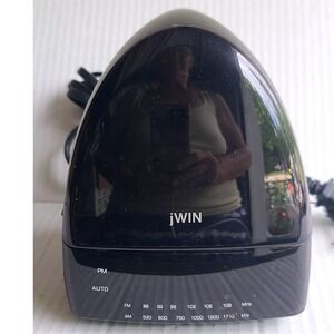 AM/FM Alarm Clock Radio with Adjustable Light Black Vintage 2005  jWIN JL-507
